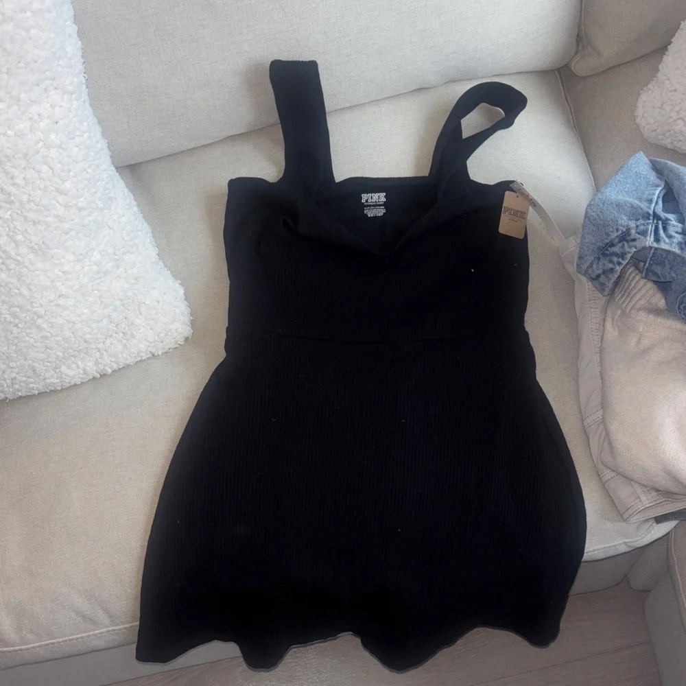 PINK Victoria’s Secret Black Ribbed Tank Dress - Picture 2 of 3
